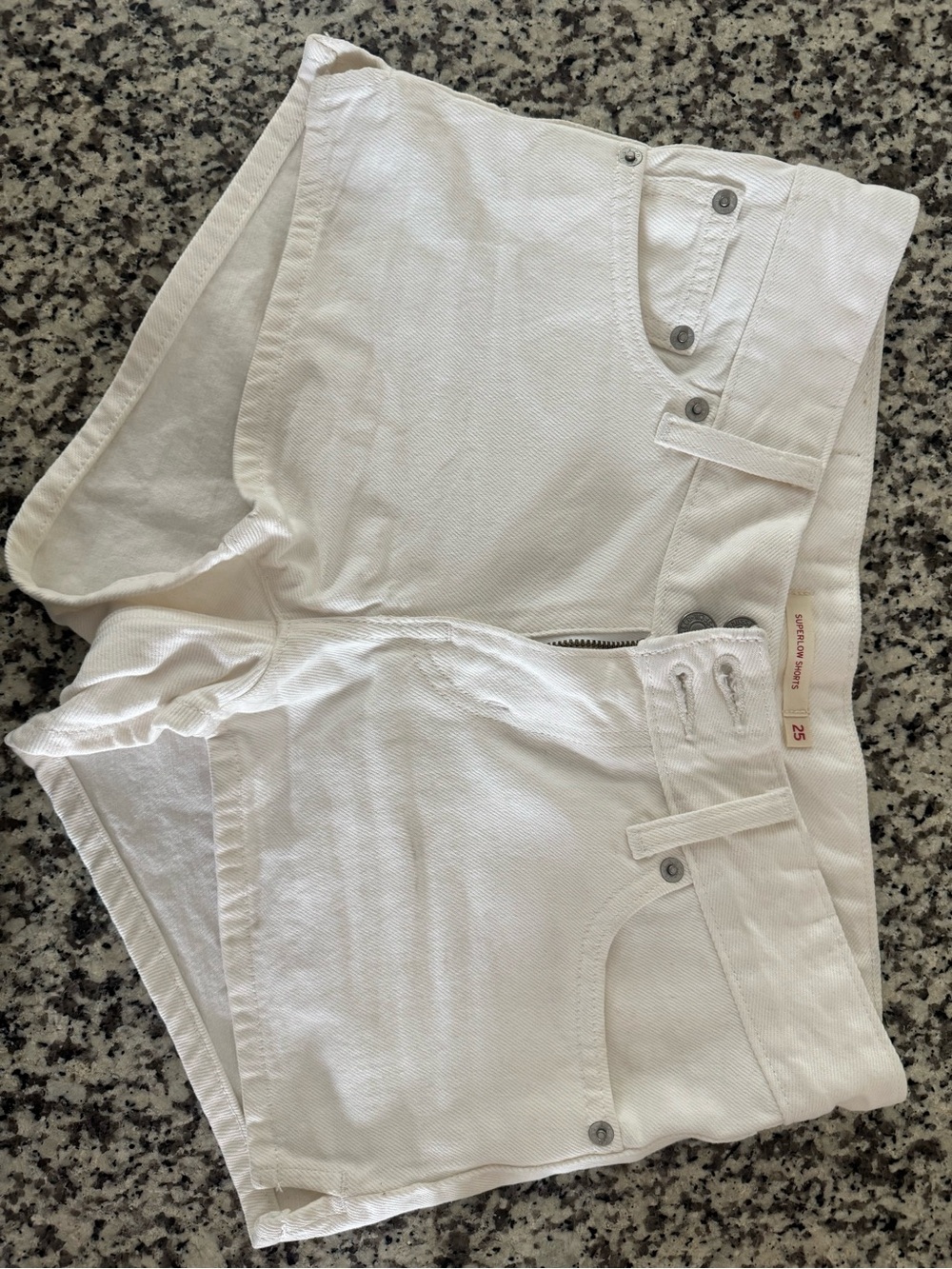 Levi's White Superlow Denim Shorts